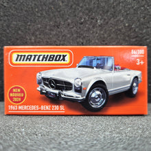 Load image into Gallery viewer, Matchbox 2024 1963 Mercedes-Benz 230 SL White #86 MBX Showroom New Sealed Box