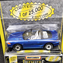 Load image into Gallery viewer, Matchbox 1997 Ford Mustang Cobra Blue Premiere Collection Series 4 - Limited Edition