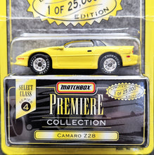 Load image into Gallery viewer, Matchbox 1997 Camaro Z28 Yellow Premiere Collection Series 4 - Limited Edition