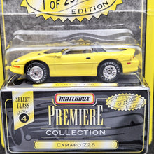 Load image into Gallery viewer, Matchbox 1997 Camaro Z28 Yellow Premiere Collection Series 4 - Limited Edition