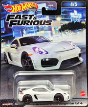 Load image into Gallery viewer, Hot Wheels 2023 Porsche 718 Cayman GT4 White Fast & Furious Premium 4/5 New