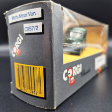 Load image into Gallery viewer, Corgi 1959 Morris Minor Van Gas Board Dark Green C957/2 1986 Corgi Classics 1:43 Die Cast Model