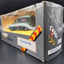 Load image into Gallery viewer, Corgi 1959 Morris Minor Van Gas Board Dark Green C957/2 1986 Corgi Classics 1:43 Die Cast Model