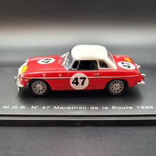 Load image into Gallery viewer, Universal Hobbies Eagle's Race 1966 M.G.B Marathon de la Route #47 Red 1092 1:43 Die Cast Model