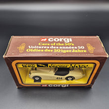 Load image into Gallery viewer, Corgi 1952 Jaguar XK120 2 Door Roadster/Rally Car Cream #804 Corgi Cars of the 50's 1:36 Die Cast Model