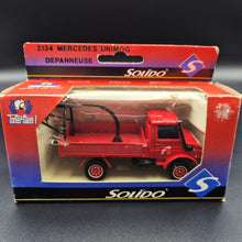 Load image into Gallery viewer, Solido 1985 Mercedes-Benz Unimog Fire Dept Tow Truck Red #2134 Toner Gam I 1:50 Die Cast Model