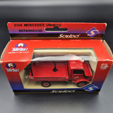 Load image into Gallery viewer, Solido 1985 Mercedes-Benz Unimog Fire Dept Tow Truck Red #2134 Toner Gam I 1:50 Die Cast Model