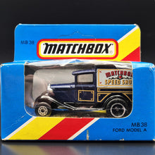 Load image into Gallery viewer, Matchbox 1986 Ford Model A Van Matchbox Speed Shop Dark Blue Series 1-75 MB38 Boxed Unopened