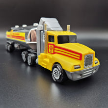 Load image into Gallery viewer, Tonka 1992 Big Rig Shell Oil Tanker Semi Truck & Trailer Yellow Tonka Big Rig Series - #96045