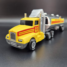 Load image into Gallery viewer, Tonka 1992 Big Rig Shell Oil Tanker Semi Truck & Trailer Yellow Tonka Big Rig Series - #96045