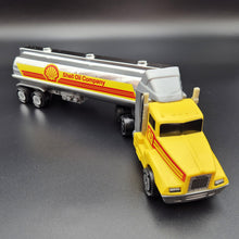 Load image into Gallery viewer, Tonka 1992 Big Rig Shell Oil Tanker Semi Truck & Trailer Yellow Tonka Big Rig Series - #96045