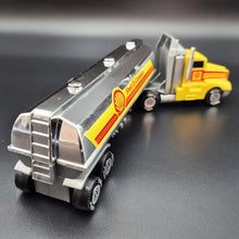 Load image into Gallery viewer, Tonka 1992 Big Rig Shell Oil Tanker Semi Truck & Trailer Yellow Tonka Big Rig Series - #96045