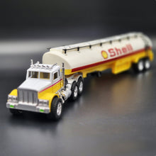 Load image into Gallery viewer, 1993 Hot Wheels Mighty Rig Shell Oil Tanker Semi Truck & Trailer Yellow