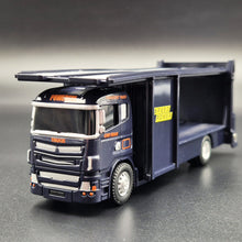 Load image into Gallery viewer, Explorafind Scania Style Car Carrier Truck Dark Blue 1:64 Die Cast
