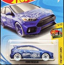 Load image into Gallery viewer, Hot Wheels 2018 Ford Focus RS Blue #276 HW Art Cars 3/10 New Long Card