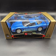 Load image into Gallery viewer, Bburago 1997 Chevrolet Corvette Blue #3356 1:18 Gold Collection Die Cast Car