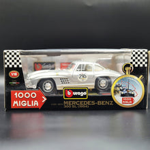 Load image into Gallery viewer, Bburago Mercedes-Benz 300 SL (1954) Gullwing Silver #3213 1000 Miglia 1:18 Die Cast Car