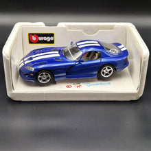 Load image into Gallery viewer, Bburago 1996 Dodge Viper GTS Coupe Blue #3030 1:18 Die Cast Car