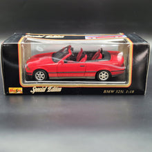 Load image into Gallery viewer, Maisto 1993 BMW 325i Convertible Red #31812 1:18 Special Edition Die Cast Car