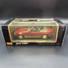 Load image into Gallery viewer, Maisto 1989 Mercedes-Benz 500SL Convertible Dark Red #31801 1:18 Special Edition Die Cast Car