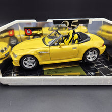 Load image into Gallery viewer, Bburago BMW M Roadster 1996 Yellow #3369 1:18 Gold Collection Die Cast Car