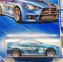 Load image into Gallery viewer, Hot Wheels 2010 2008 Lancer Evolution Blue #99 Nightburnerz 3/10