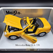 Load image into Gallery viewer, Maisto 1996 Mercedes-Benz SLK 230 Cabriolet Yellow #31838 1:18 Die Cast Car
