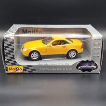 Load image into Gallery viewer, Maisto 1996 Mercedes-Benz SLK 230 Cabriolet Yellow #31838 1:18 Die Cast Car
