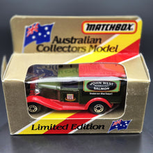 Load image into Gallery viewer, Matchbox 1990 Ford Model A Van John West Salmon Dark Green Series 1-75 MB38 Boxed