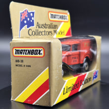 Load image into Gallery viewer, Matchbox 1993 Ford Model A Van PMG Australian Mail Van Red 1-75 Series MB38 Boxed