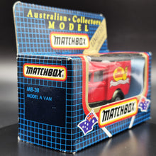 Load image into Gallery viewer, Matchbox 1983 Ford Model A Van Big Sister Bakehouse Products Red MB38 Matchbox 1-75 Boxed