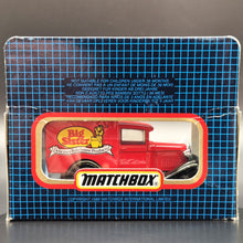 Load image into Gallery viewer, Matchbox 1983 Ford Model A Van Big Sister Bakehouse Products Red MB38 Matchbox 1-75 Boxed