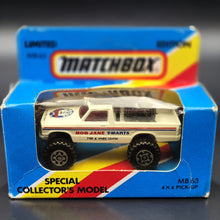 Load image into Gallery viewer, Matchbox 1985 4x4 Open Back Pickup Truck White MB63 Bob Jane T-Marts Limited Edition Boxed