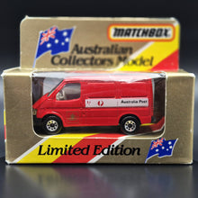 Load image into Gallery viewer, Matchbox 1987 Ford Transit Van Red MB60 Australia Post Boxed - Gold Australia Post Insignia