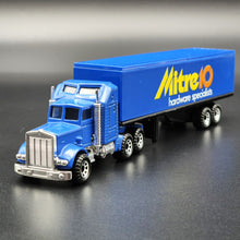 Load image into Gallery viewer, Matchbox 1987 Kenworth Aerodyne Semi & Box Trailer Blue Mitre 10 Convoy CY-9 - Boxed In Incorrect Box