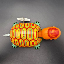Load image into Gallery viewer, Ota Kasaburo Shoten Vintage Pressed Steel Wind Up Turtle Toy Orange Made In Japan