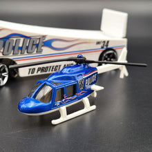 Load image into Gallery viewer, Hot Wheels 2012 Roll Patrol Transporter & Propper Chopper - Truck & Helicopter Racing Rigs