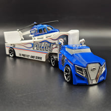 Load image into Gallery viewer, Hot Wheels 2012 Roll Patrol Transporter & Propper Chopper - Truck & Helicopter Racing Rigs