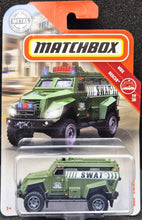 Load image into Gallery viewer, Matchbox 2018 MBX S.W.A.T Olive Green #74 MBX Rescue 19/30 New Long Card