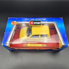 Load image into Gallery viewer, Bburago 1995 Fiat 500 Sporting (Cinquecento) Yellow #0194 1:24 Super Car Collection Diecast
