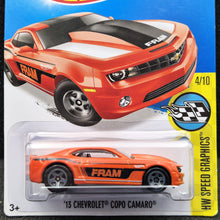 Load image into Gallery viewer, Hot Wheels 2016 '13 Chevrolet COPO Camaro #179 Orange HW Speed Graphics 4/10 New Long Card