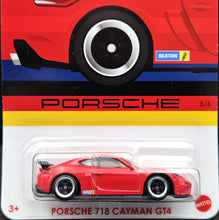 Load image into Gallery viewer, Hot Wheels 2024 Porsche 718 Cayman GT4 Red Porsche Series 5/6 New Long Card