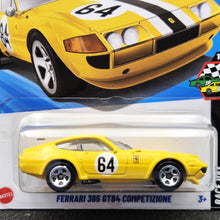 Load image into Gallery viewer, Hot Wheels 2025 Ferrari 365 GTB4 Competizione Yellow #222 HW Race Day 10/10 New Long Card