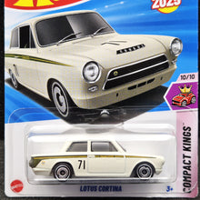 Load image into Gallery viewer, Hot Wheels 2025 Lotus Cortina Ivory #213 Compact Kings 10/10 New Long Card