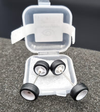 Load image into Gallery viewer, 1:64 10 Spoke White Plastic Wheel Set with Rubber Tyres - Hot Wheels, Matchbox