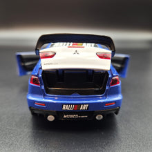 Load image into Gallery viewer, Explorafind 2016 Mitsubishi Lancer Evolution X Blue 1:32 Die Cast Car
