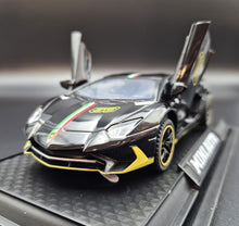 Load image into Gallery viewer, Explorafind 2021 Lamborghini Aventador SVJ LP780-4 Black 1:32 Die Cast Car