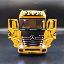 Load image into Gallery viewer, Explorafind 2023 Mercedes-Benz Actros 1851 Truck Yellow 1:24 Die Cast Truck