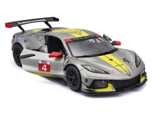 Load image into Gallery viewer, Bburago 2020 Chevrolet Corvette C8.R #4 Silver Metallic Race Series 1:24 Diecast Model Car