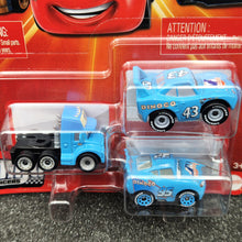 Load image into Gallery viewer, Disney Pixar Cars Mini Racers 3 Pack Dinoco Series-Grey, The King, Dinoco Lightning McQueen Set